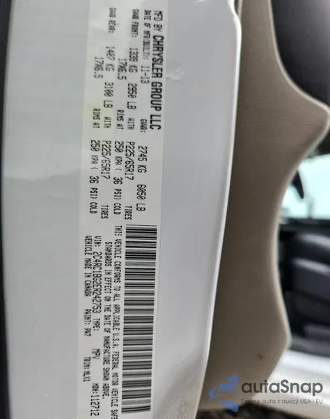 2014 Chrysler Town & Country Touring из США, поврежденный, VIN 2C4RC1BG2ER242753